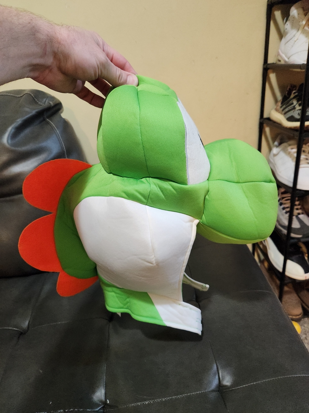 Nintendo Green and White Plush Yoshi Pet Costume Hat with Red Spikes